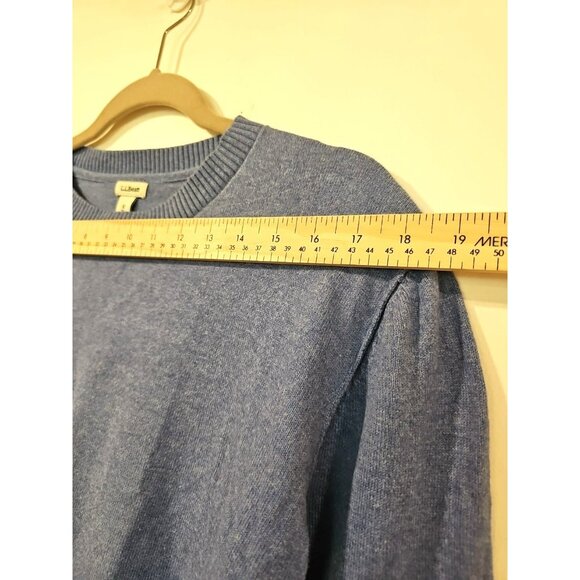 LL Bean Knit Sweater Pullover Women's Medium Blue Cashmere/Cotton  Long Sleeve - Picture 4 of 8